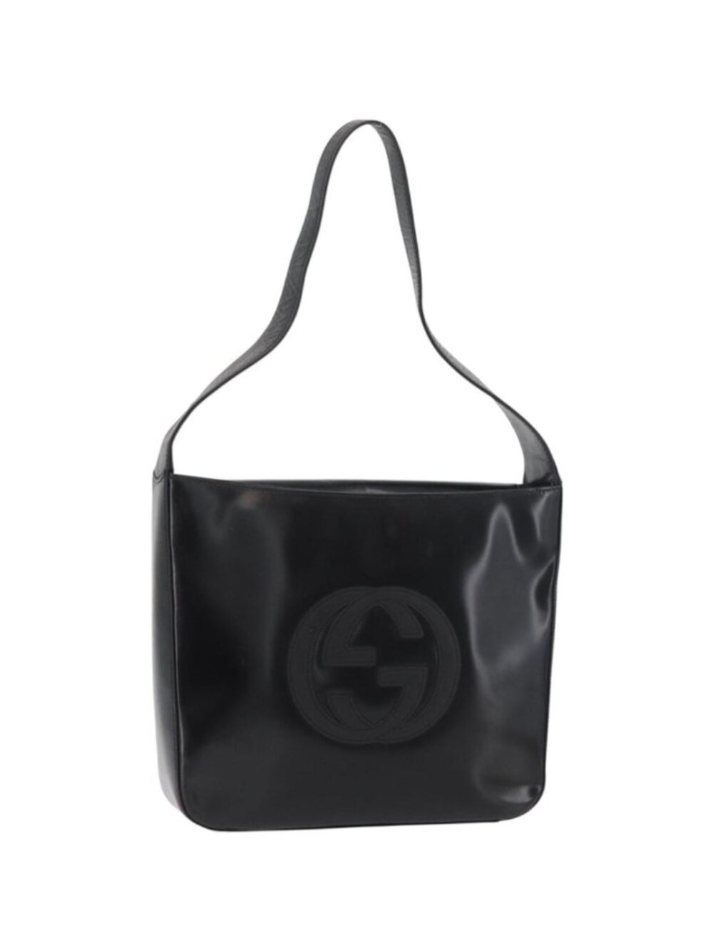 GUCCI Shoulder Bag Patent leather Black Silver 000 0506 1013